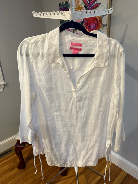 Isaac Mizrahi Tops - Isaac Mizrahi White Linen Sheer Shirt